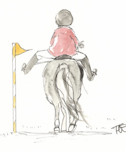 cute pony and rider in red jacket pony club fun greeting card birthday