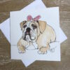 bulldog girl fun cute birthday card pink bow