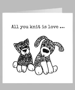 dog an cat cuddly toy cute greeting card