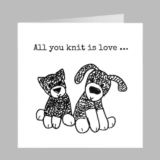 dog an cat cuddly toy cute greeting card