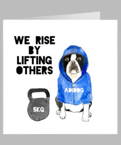 boston terrier gym adidas adidog weight training dog dad fathers day brithday cute fun birthday card greeting