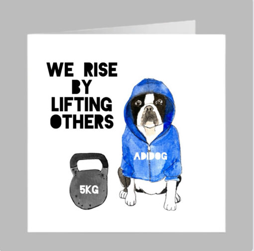 boston terrier gym adidas adidog weight training dog dad fathers day brithday cute fun birthday card greeting