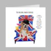 bulldog british union jack chair dad mum birthday fathers day mothers day fun cute illustration