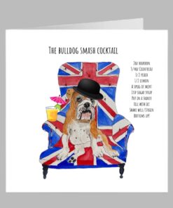 bulldog british union jack chair dad mum birthday fathers day mothers day fun cute illustration