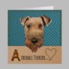 airedale terrier greeting card green stripe fun cute birthday card dog