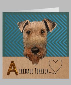 airedale terrier greeting card green stripe fun cute birthday card dog