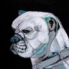 blue eyes staffordshire bull terrier dog abstract blue painting