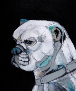 blue eyes staffordshire bull terrier dog abstract blue painting