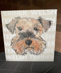 welsh terrier words greeting card birthday cute dog fun illustration dog portrait