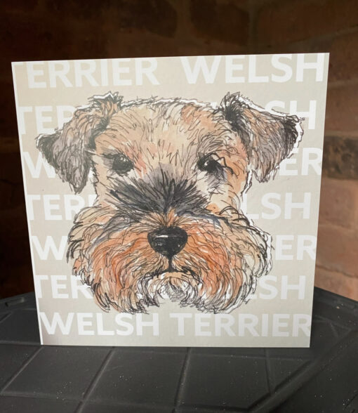 welsh terrier words greeting card birthday cute dog fun illustration dog portrait