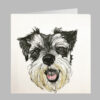 schnauzer dog greeting card, fun cute illustration birthday