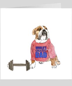 bulldog worlds greatest dad fathers day birthday cute fun illustration