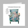 weimaraner dog cocktail armchair greeting card, brithday illustration